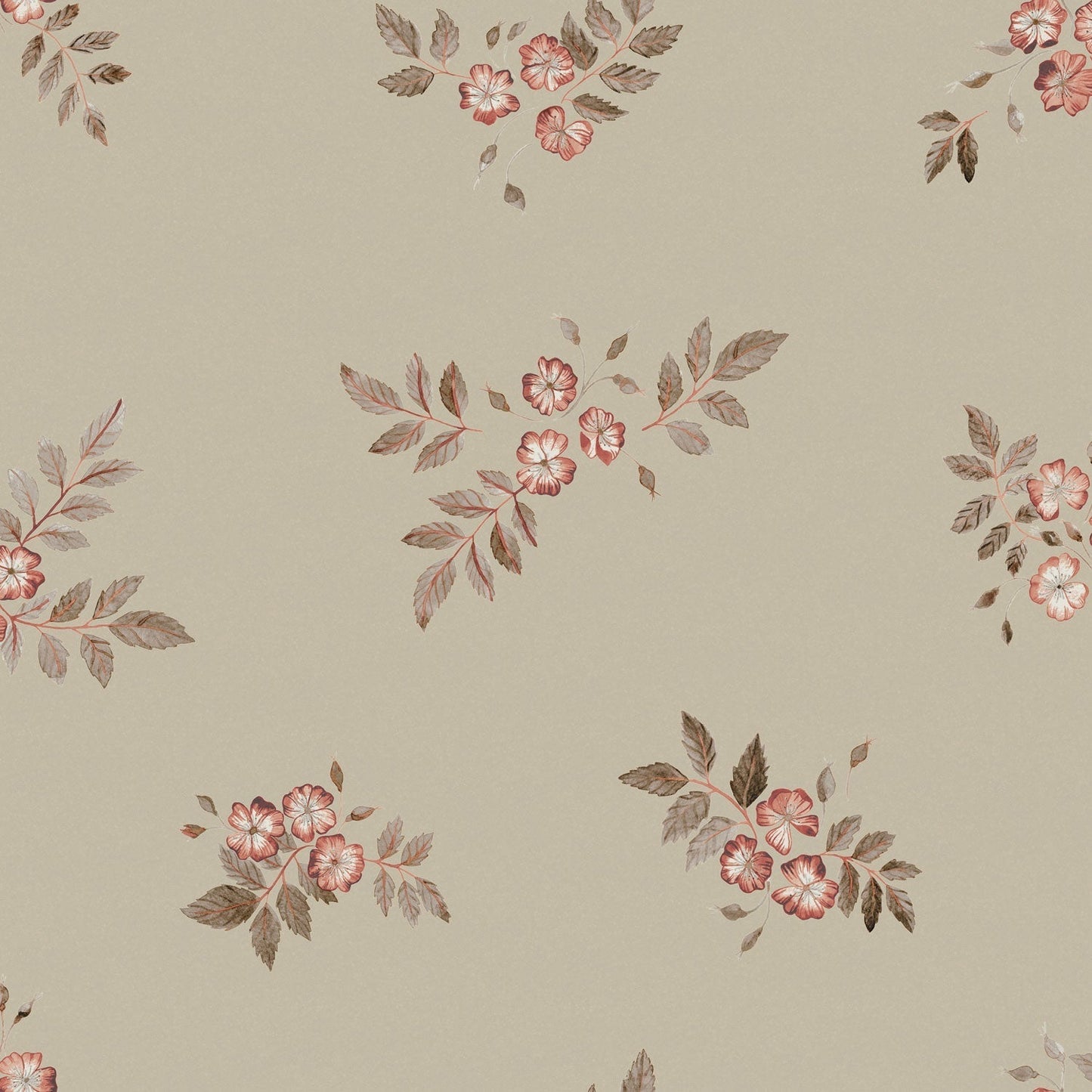 Nyponros Wallpaper - Soft Gray/Green - Midbec - 43113 - Premier Wallcovering