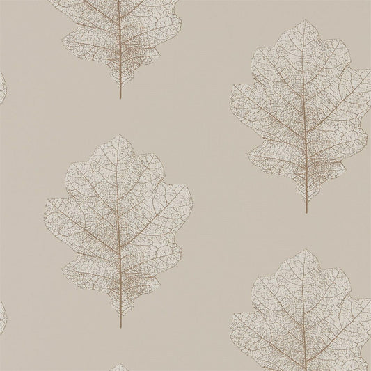Oak Filigree Wallpaper - Stone/Gilver - Sanderson - DWOW215698 - Premier Wallcovering