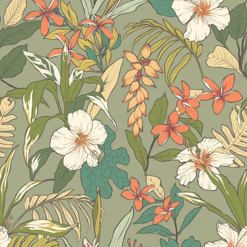 Oasis Wallpaper - Olive/Citrus - Hoopla Walls - HWA1204W - Premier Wallcovering