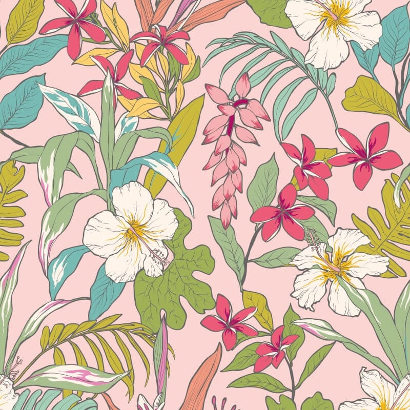 Oasis Wallpaper - Pink Mix - Hoopla Walls - HWA1206W - Premier Wallcovering