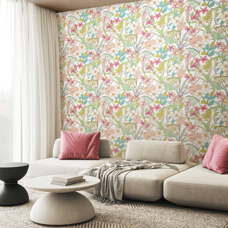 Oasis Wallpaper - Apple/Rose - Hoopla Walls - HWA1207W - Premier Wallcovering