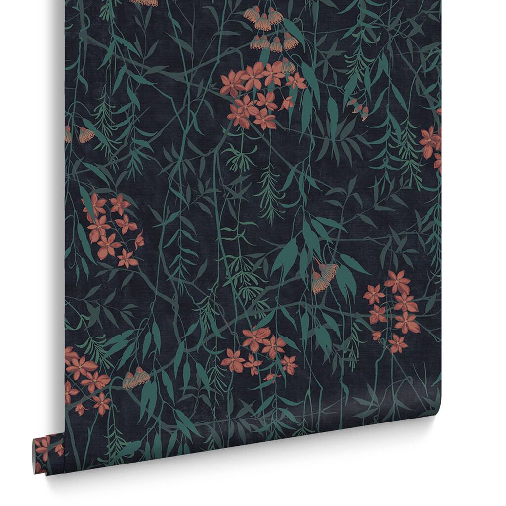 Obassia Silk Wallpaper - Midnight - Graham & Brown - 120615 - Premier Wallcovering