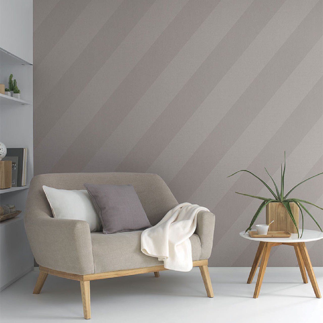 Oblique Helsinki Wallpaper - Beige - Casadeco - 82061114 - Premier Wallcovering