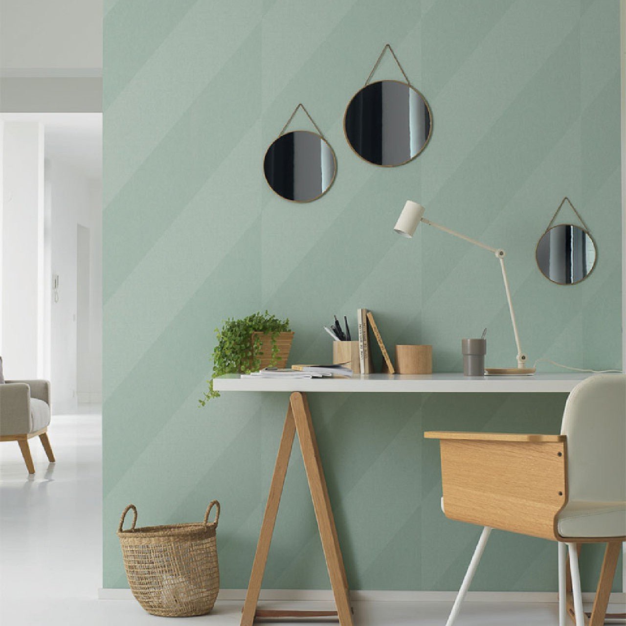 Oblique Helsinki Wallpaper - Blue - Casadeco - 82067116 - Premier Wallcovering