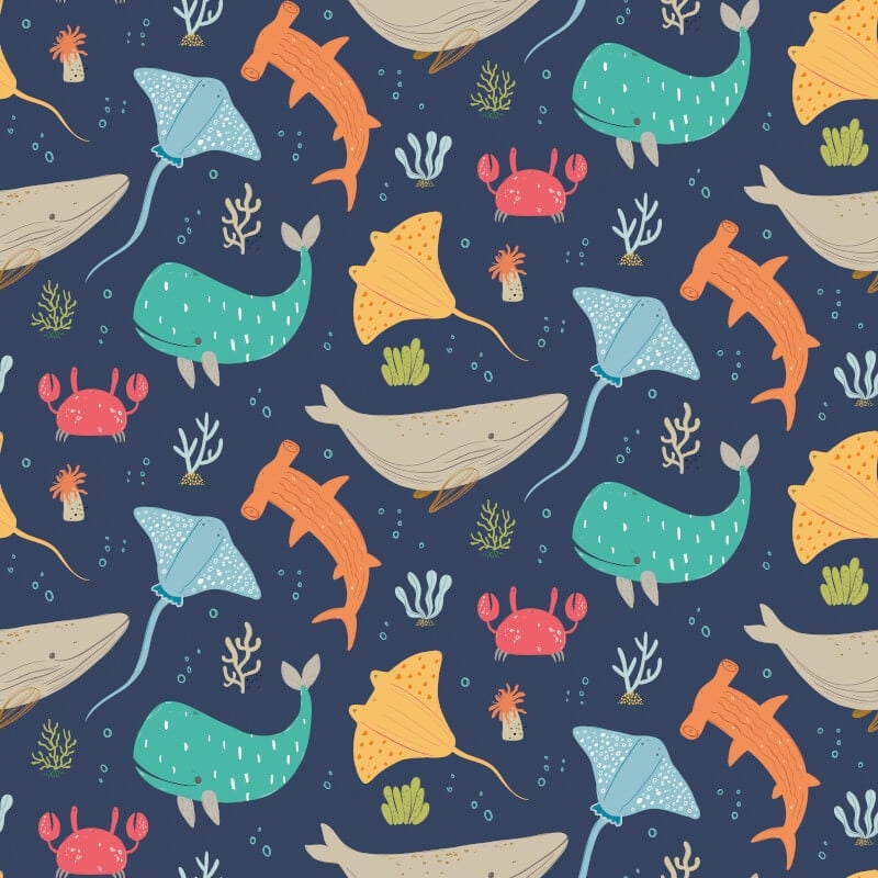 Ocean Adventure Wallpaper - Inky Mix - Hoopla Walls - HWA1300W - Premier Wallcovering