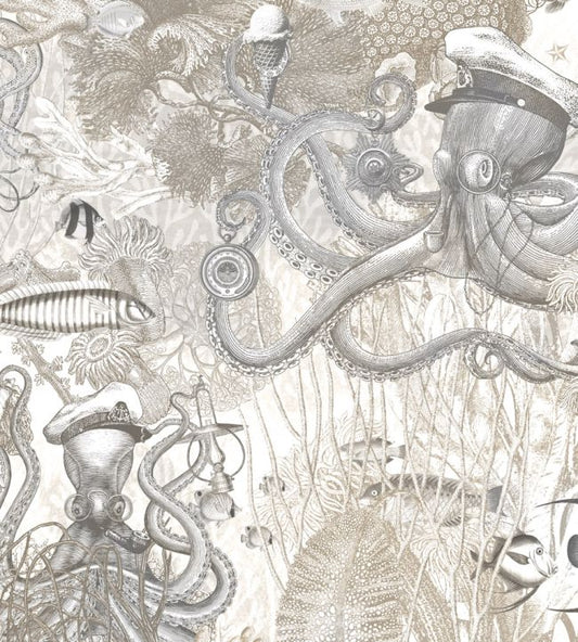Octopus Wallpaper - Black Pearl - Brand McKenzie - BMWL005/06A - Premier Wallcovering