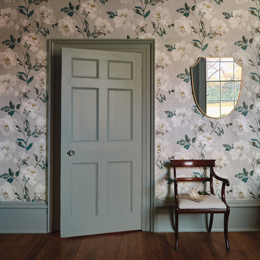 Odelia Wallpaper - Silver - Romo - Pluma - W443/01 - Premier Wallcovering