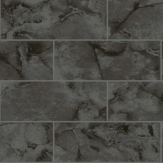 Odeon Tile Wallpaper - Charcoal - Holden Décor - 89390 - Premier Wallcovering