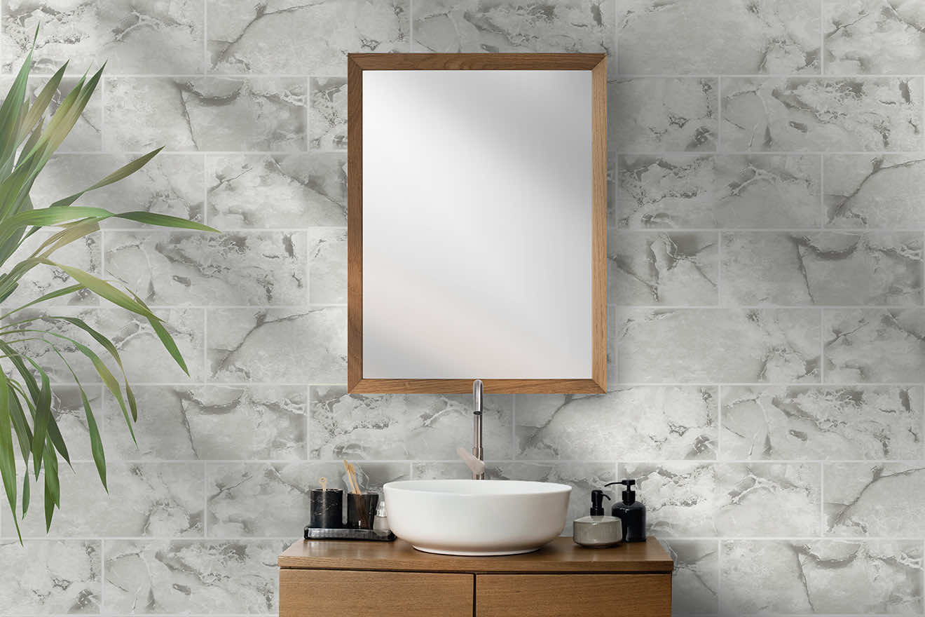 Odeon Tile Wallpaper - Dove - Holden Décor - 89391 - Premier Wallcovering