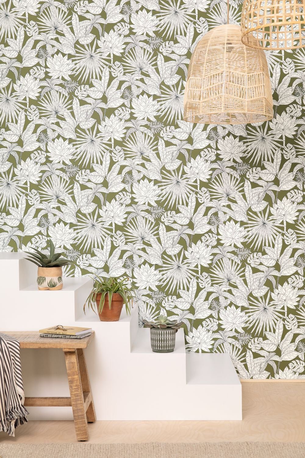 Odyssee Hawai Wallpaper - Vert Kaki - Caselio - 101437167 - Premier Wallcovering