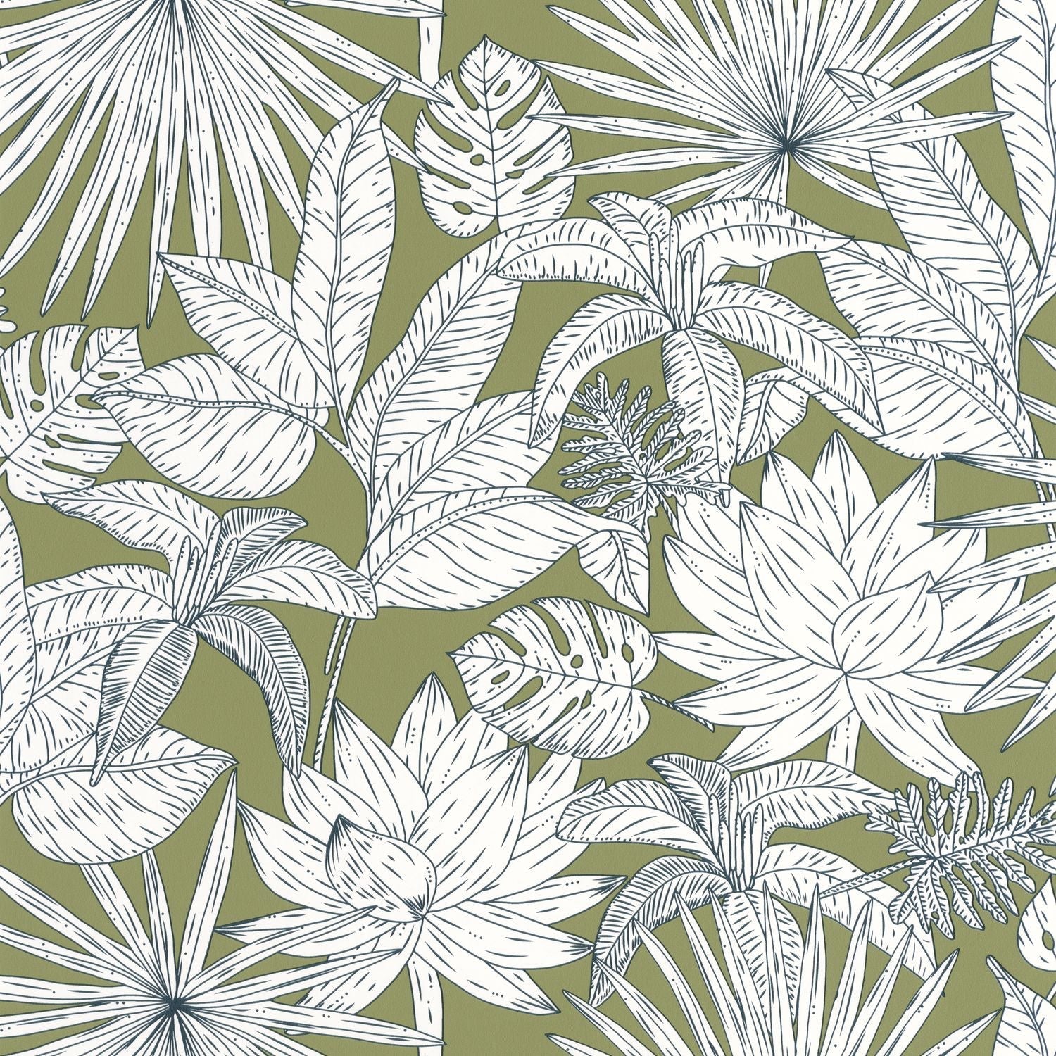 Odyssee Hawai Wallpaper - Vert Kaki - Caselio - 101437167 - Premier Wallcovering