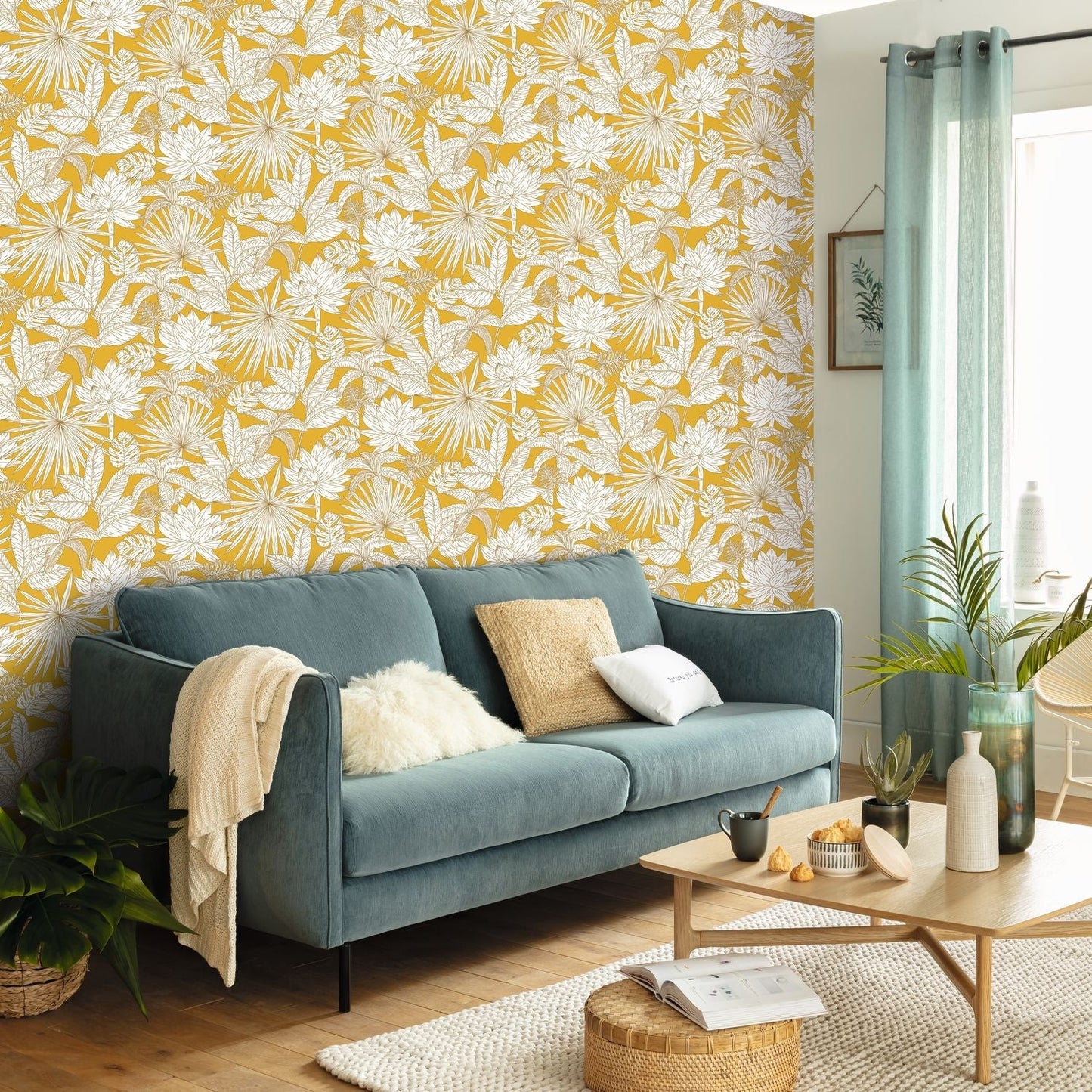 Odyssee Hawai Wallpaper - Jaune - Caselio - 101432216 - Premier Wallcovering