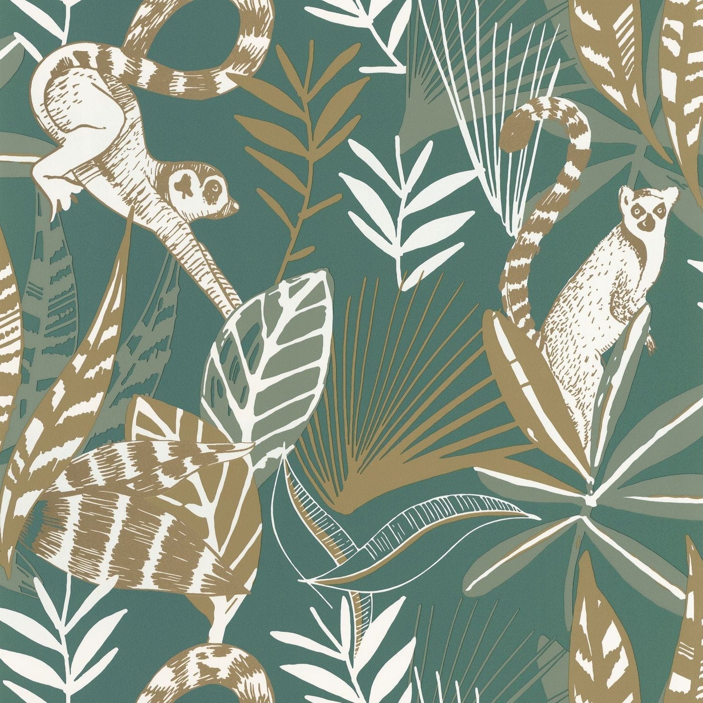 Odyssee Madagascar Wallpaper - Vert Emeraude - Caselio - 101407800 - Premier Wallcovering