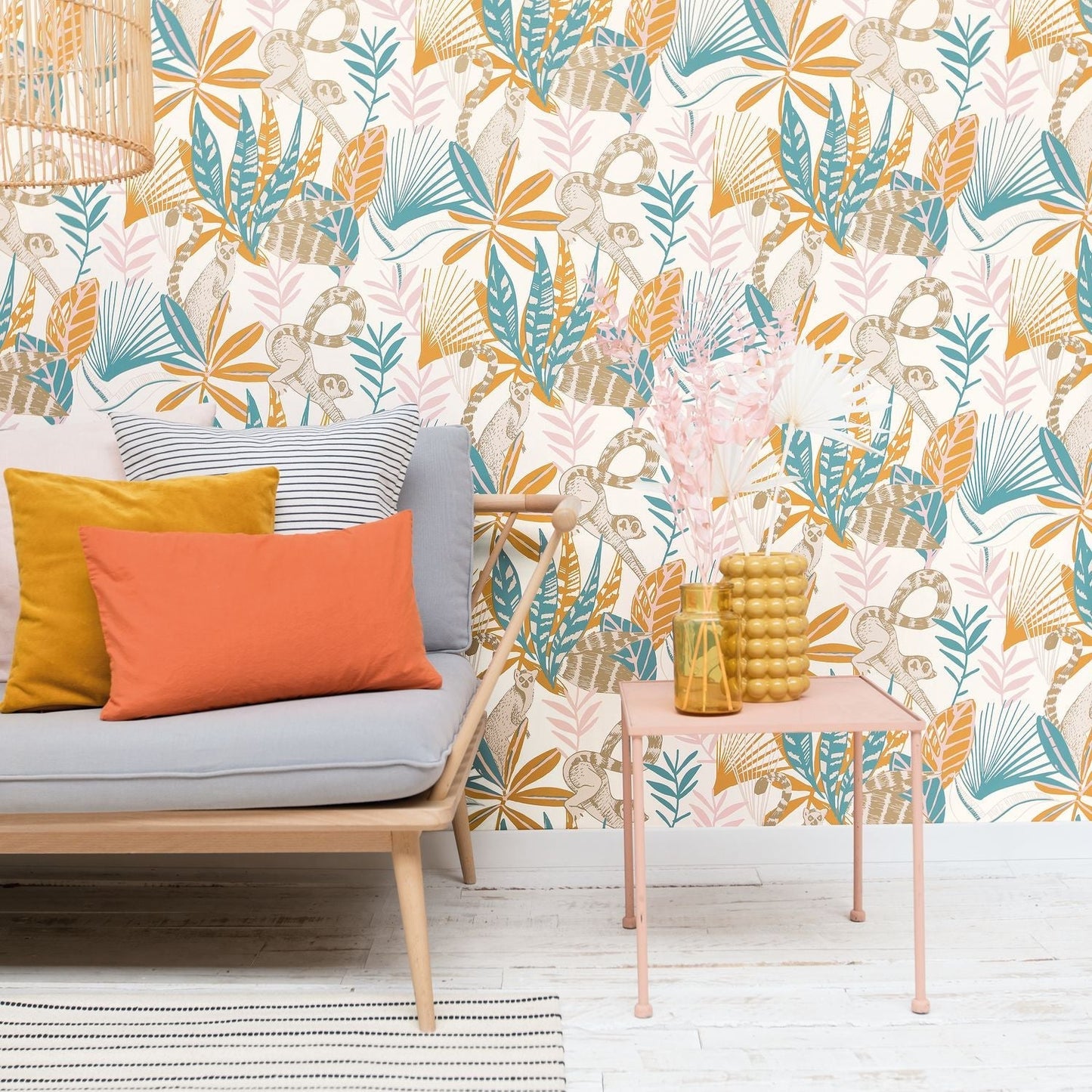 Odyssee Madagascar Wallpaper - Bleu/ Ocre - Caselio - 101403211 - Premier Wallcovering