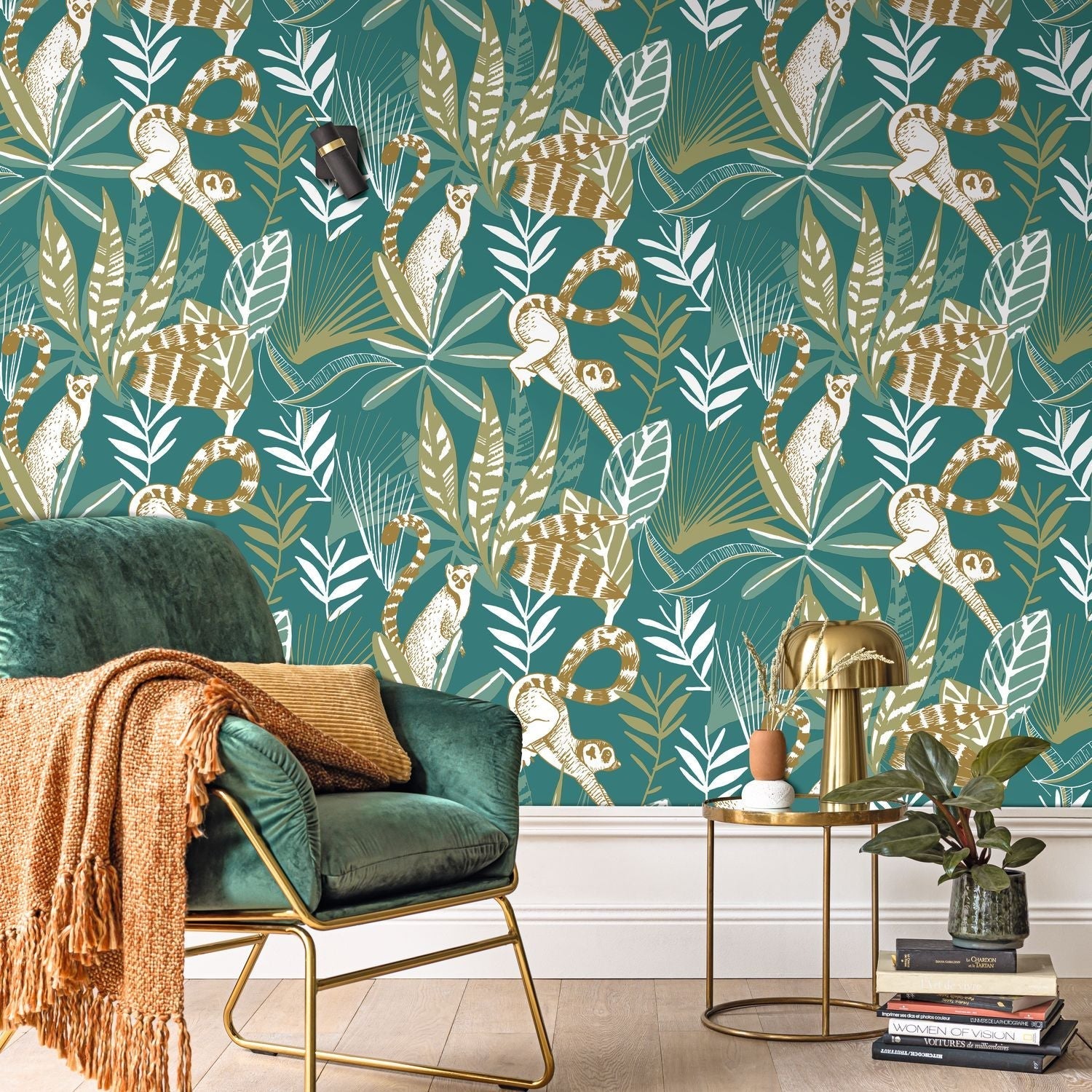 Odyssee Madagascar Wallpaper - Vert Emeraude - Caselio - 101407800 - Premier Wallcovering