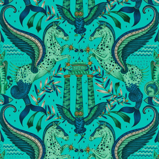 Odyssey Mythos Wallpaper - Peacock - Clarke & Clarke - Emma J Shipley - W0215/02 - Premier Wallcovering