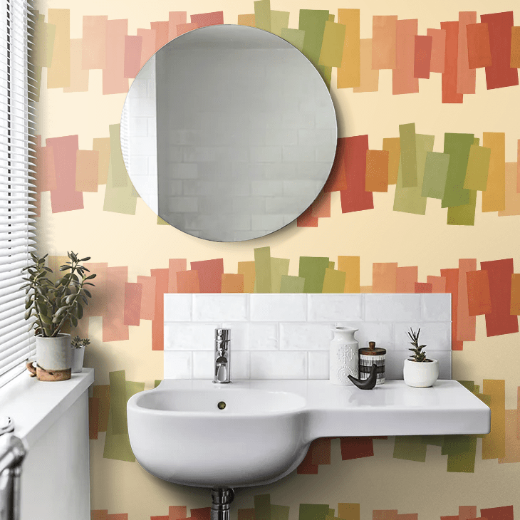 Offset Blocks Wallpaper - Heatwave - Ohpopsi - FRA50156W - Premier Wallcovering