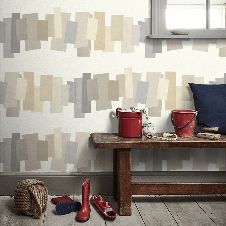 Offset Blocks Wallpaper - Stone - Ohpopsi - FRA50154W - Premier Wallcovering