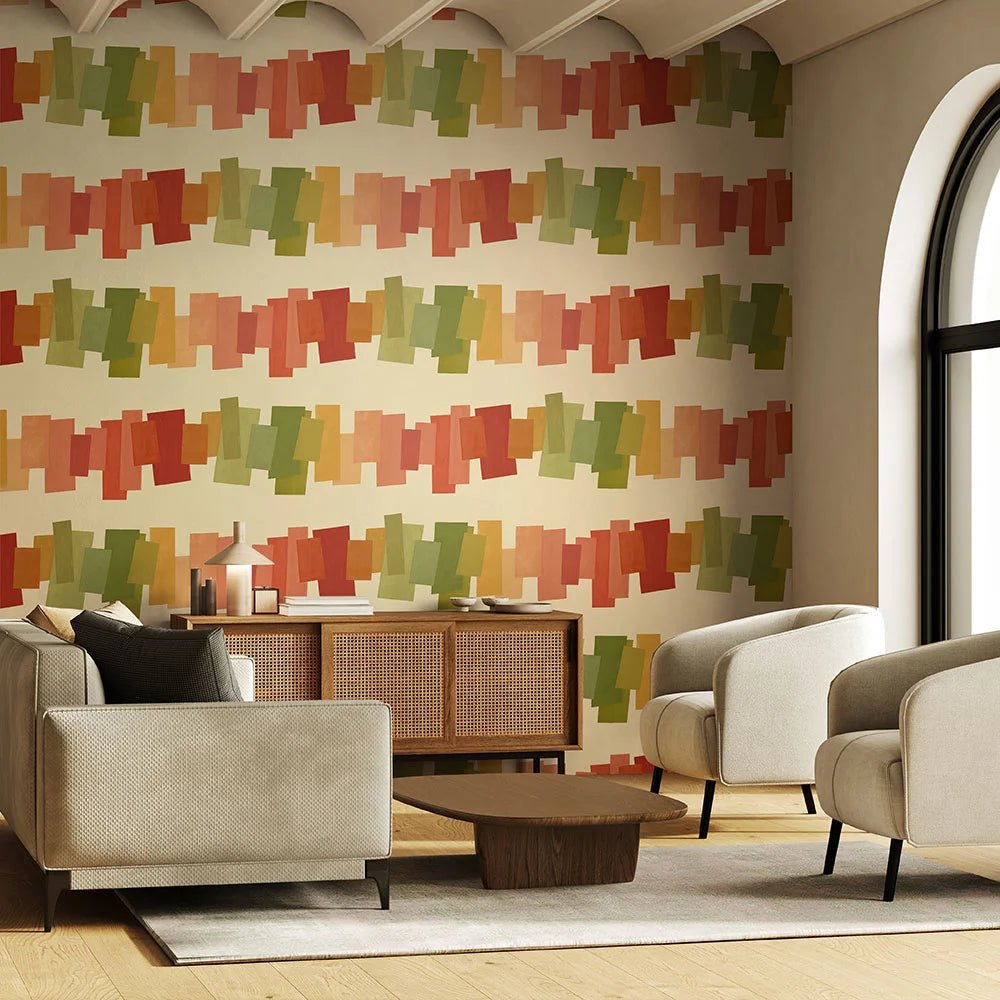 Offset Blocks Wallpaper - Heatwave - Ohpopsi - FRA50156W - Premier Wallcovering