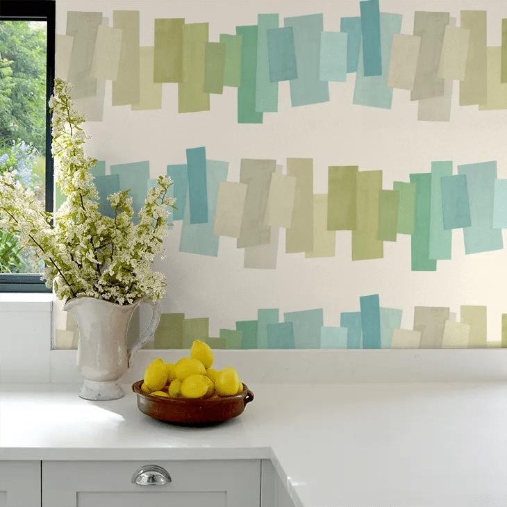 Offset Blocks Wallpaper - Pistachio Twist - Ohpopsi - FRA50155W - Premier Wallcovering