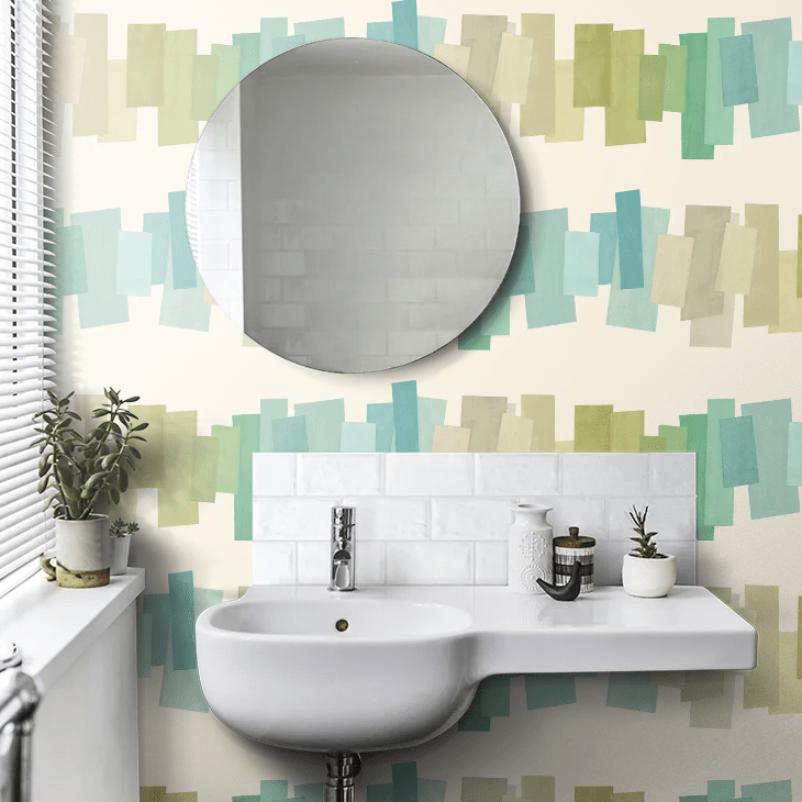 Offset Blocks Wallpaper - Pistachio Twist - Ohpopsi - FRA50155W - Premier Wallcovering