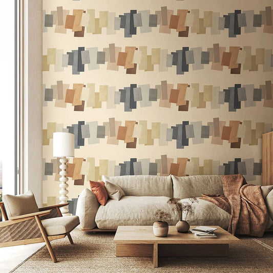 Offset Blocks Wallpaper - Gingerbread Latte - Ohpopsi - FRA50153W - Premier Wallcovering