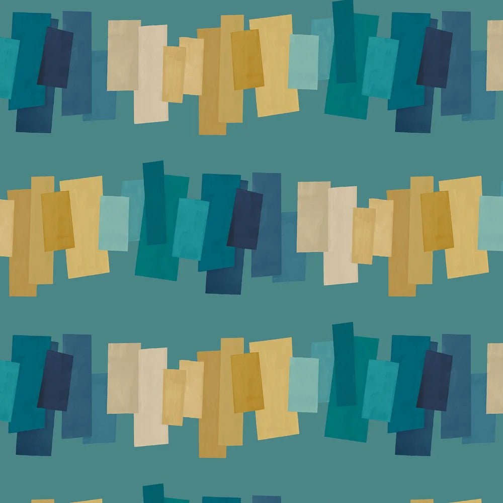 Offset Blocks Wallpaper - Sapphire Mix - Ohpopsi - FRA50157W - Premier Wallcovering