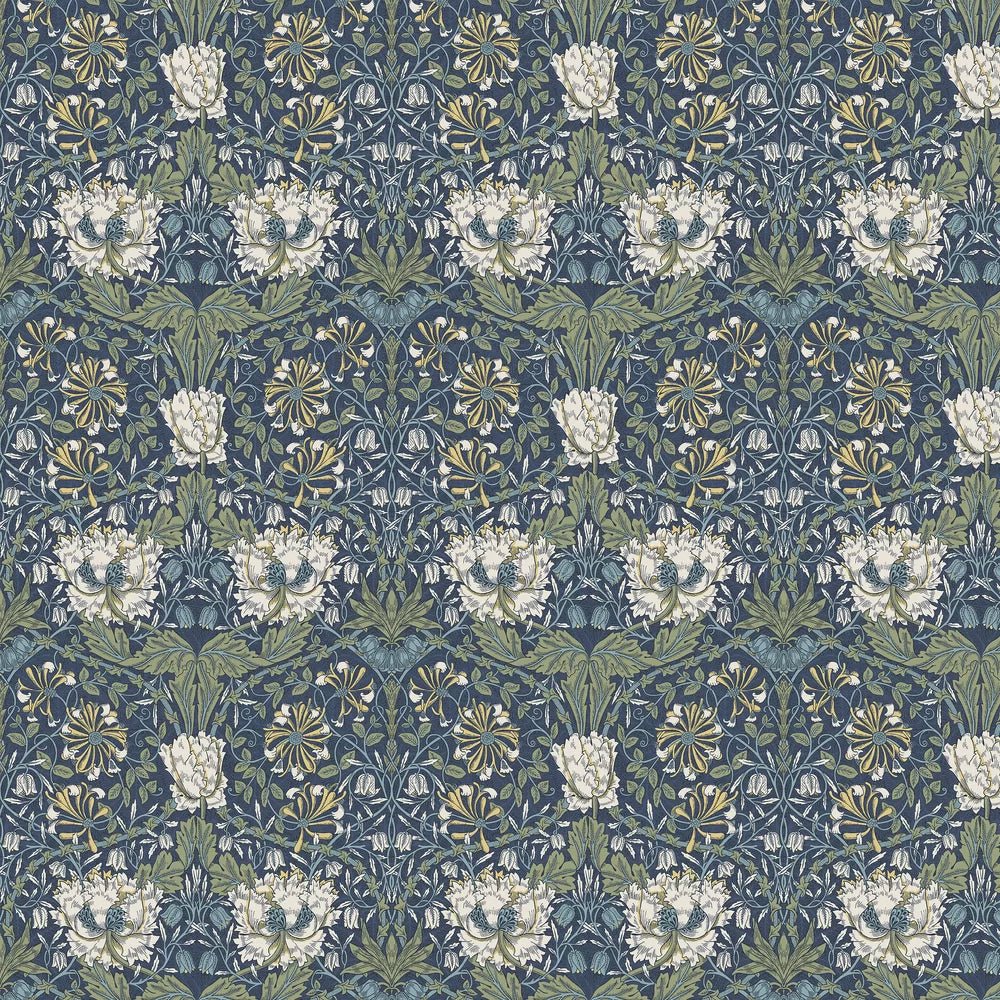 Ogee Flora Wallpaper - Navy Blue - NextWall - NW48202 - Premier Wallcovering