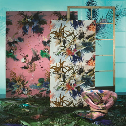 Oiseau De Bengale Fabric - Camelia - Christian Lacroix - FCL7052/01 - Premier Wallcovering