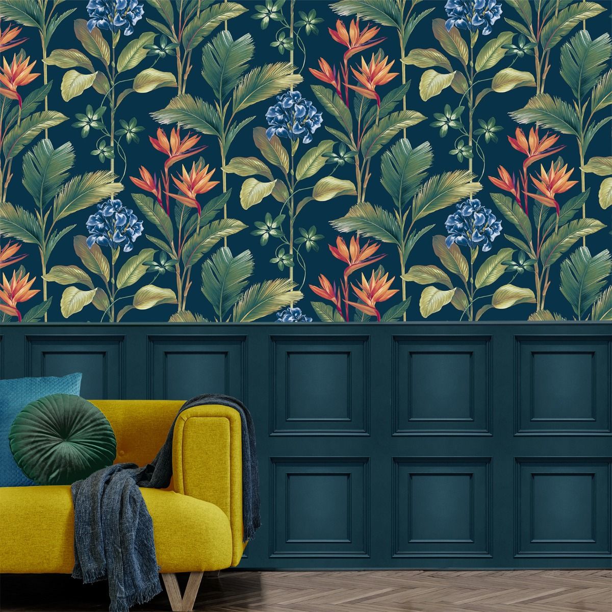 Oliana Floral Wallpaper - Navy - Belgravia - 8487 - Premier Wallcovering