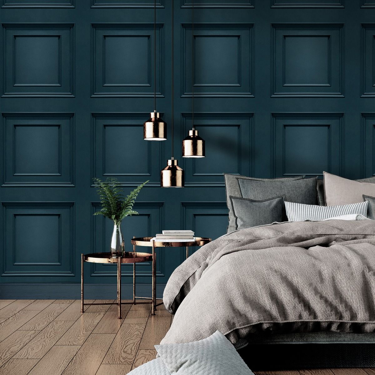 Oliana Panel Wallpaper - Navy - Belgravia - 8491 - Premier Wallcovering