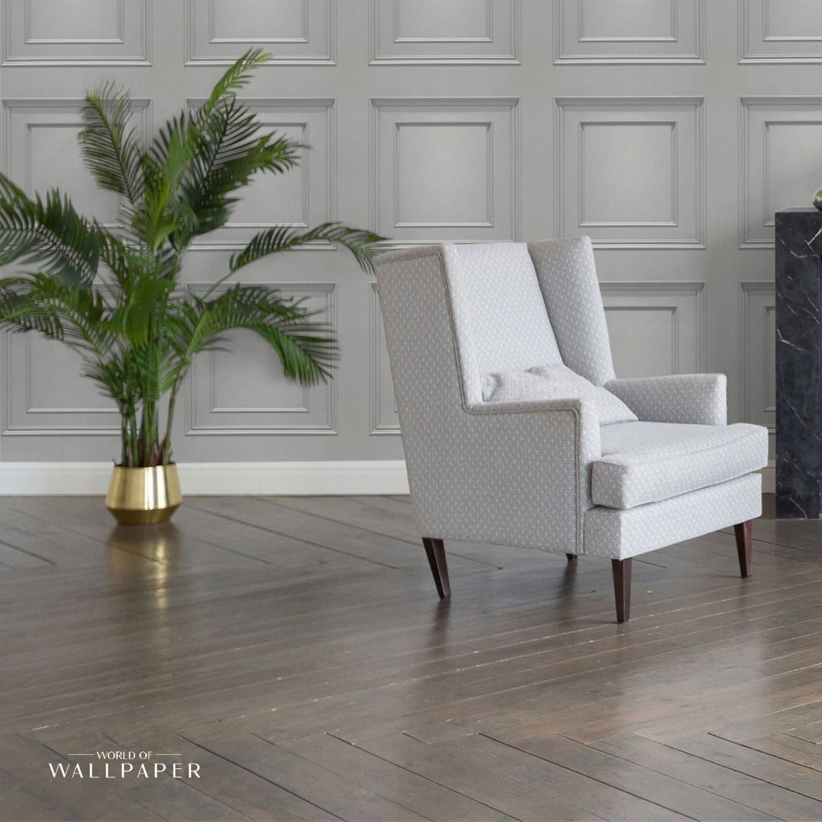 Oliana Panel Wallpaper - Grey - Belgravia - 8492 - Premier Wallcovering