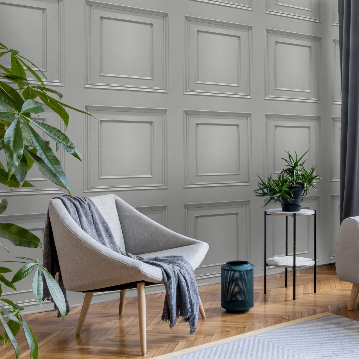 Oliana Panel Wallpaper - Grey - Belgravia - 8492 - Premier Wallcovering