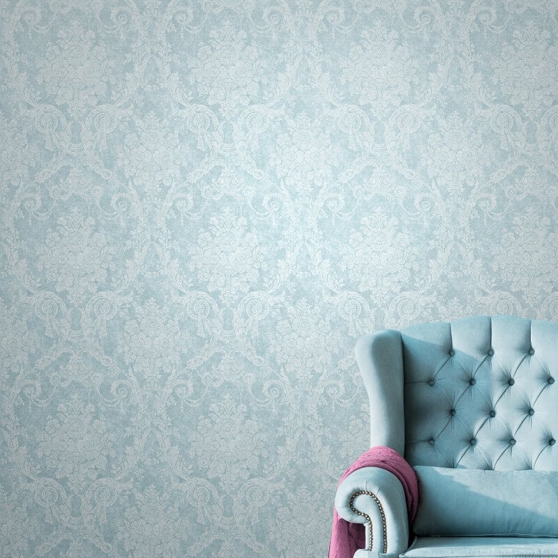 Olivia Damask Wallpaper - Blue - SK Filson - DE41435 - Premier Wallcovering
