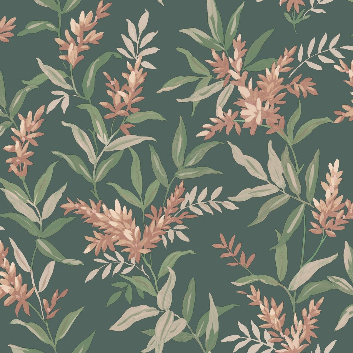 Olivia Floral Wallpaper - Pink / Sage Green - Belgravia - 5906 - Premier Wallcovering