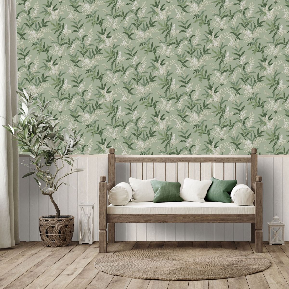 Olivia Floral Wallpaper - Sage Green - Belgravia - 5907 - Premier Wallcovering