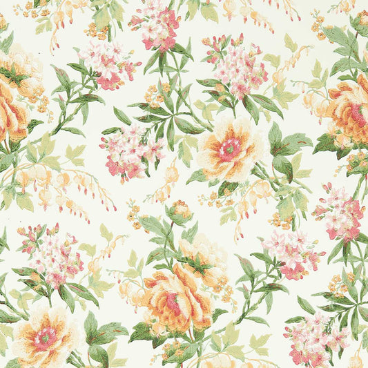 Olivia Wallpaper - Botanical Green/Orange - DOSW217038 - Sanderson - Premier Wallcovering