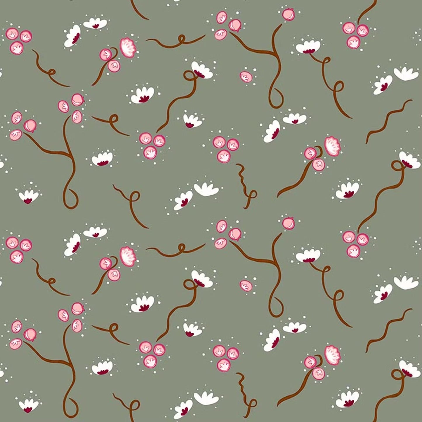 Olivia Wallpaper - Muddy Green - Ottoline - W/OL/101/1 - Premier Wallcovering