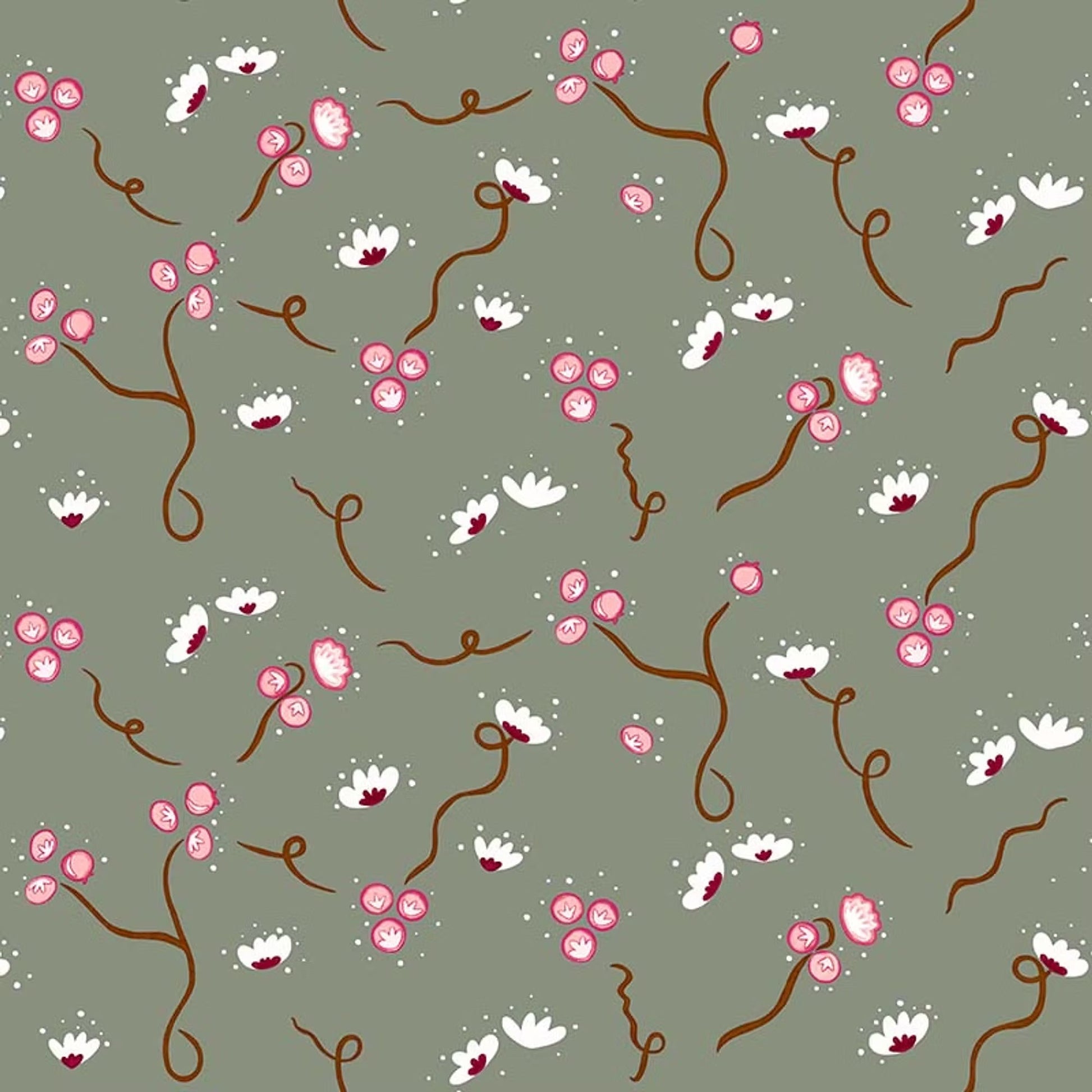 Olivia Wallpaper - Muddy Green - Ottoline - W/OL/101/1 - Premier Wallcovering