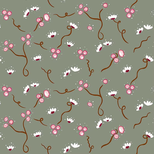 Olivia Wallpaper - Muddy Green - Ottoline - W/OL/101/1 - Premier Wallcovering