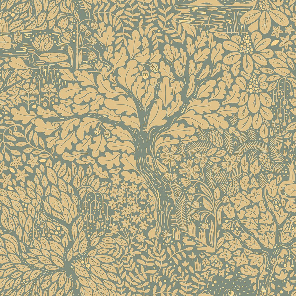 Olle Wallpaper - Green/Blue - Midbec - 83107 - Premier Wallcovering
