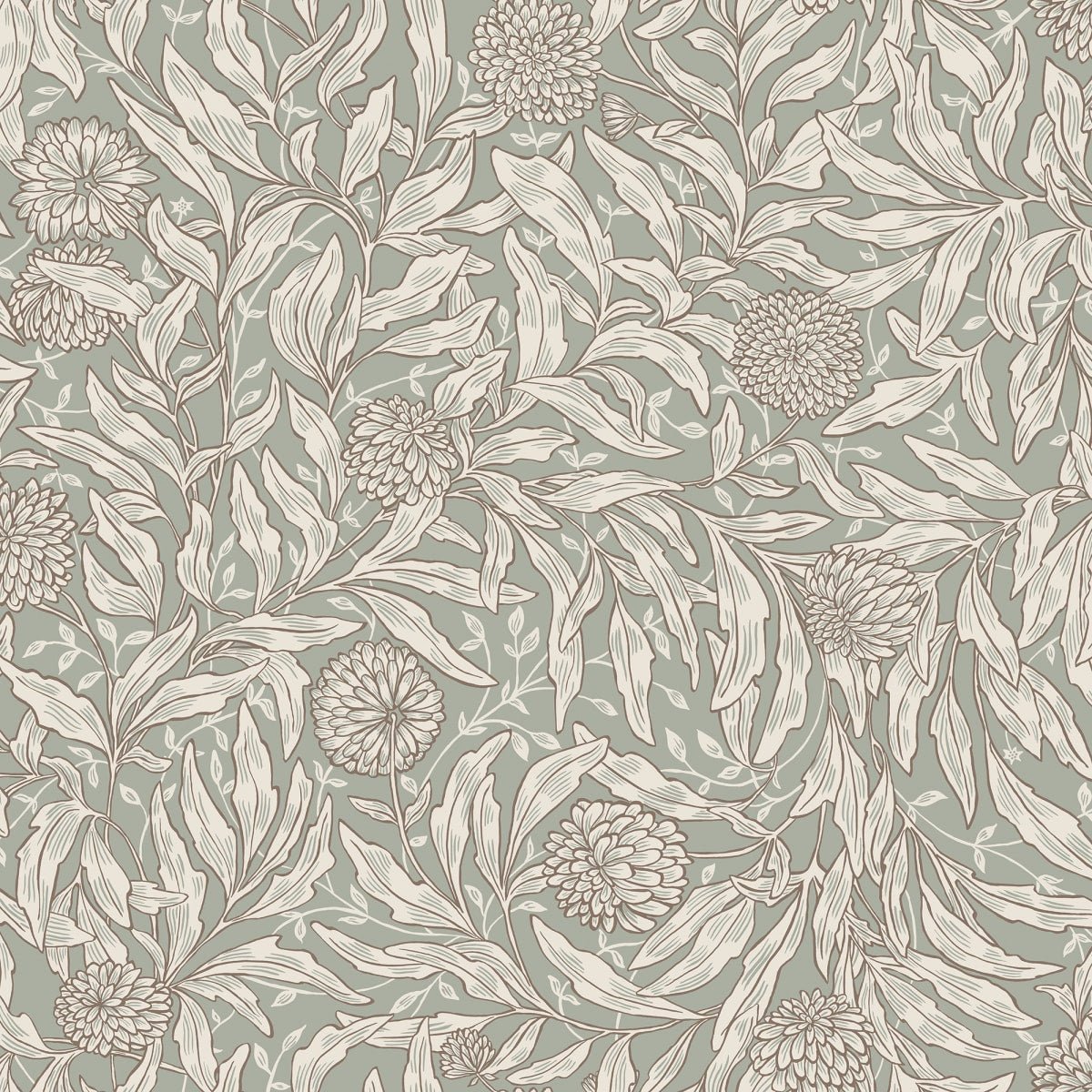Olof Wallpaper - Sage Green - Sandberg - S10204 - Premier Wallcovering