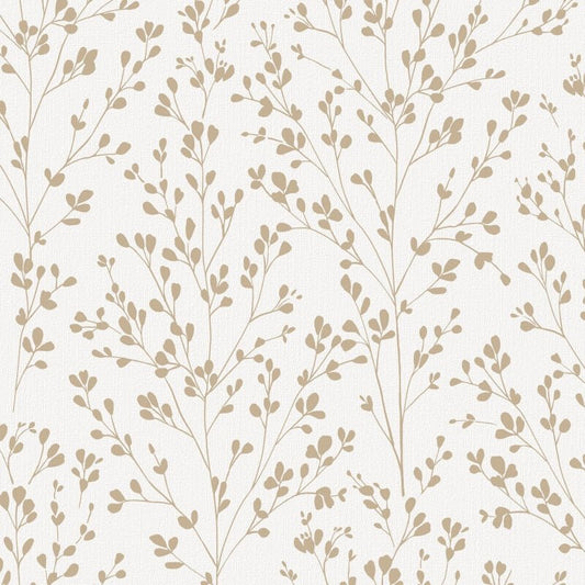 Omaru Calluna Leaf Motif Metallic Wallpaper - Gold - Grandeco - A71401 - Premier Wallcovering