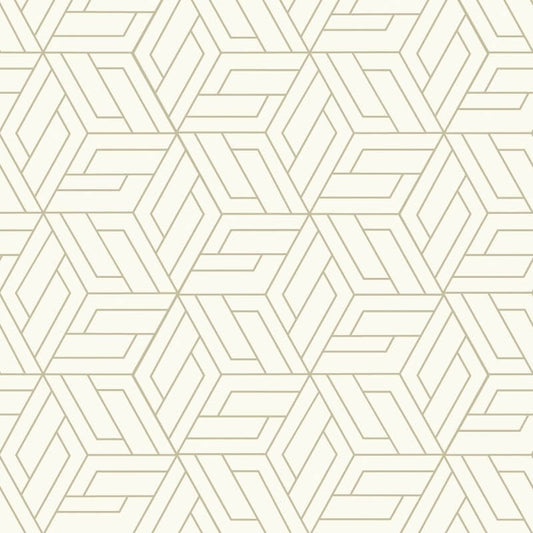 Omaru Cobra Geometric Metallic Wallpaper - White/Gold - Grandeco - A67301 - Premier Wallcovering