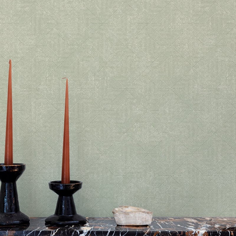 Omaru Danillo Geometric Glitter Wallpaper - Sage - Grandeco - A68204 - Premier Wallcovering