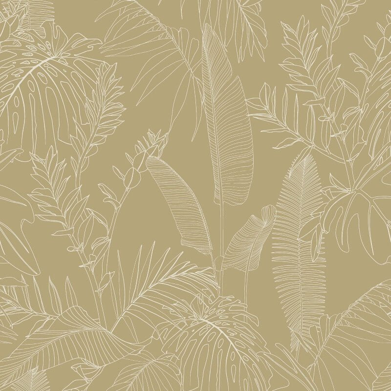 Omaru Galapalos Tropical Leaves Wallpaper - Beige - Grandeco - A69302 - Premier Wallcovering