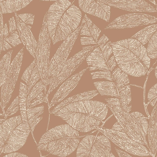 Omaru Lorena Leaves Wallpaper - Ochre - Grandeco - A69502 - Premier Wallcovering