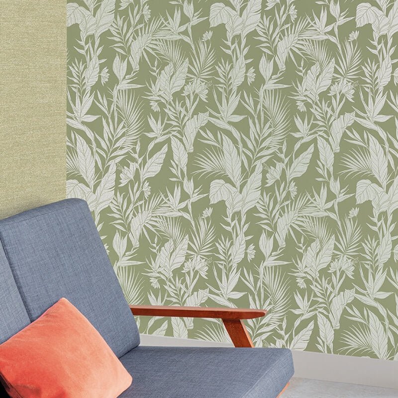 Omaru Lucia Forest Metallic Wallpaper - Green - Grandeco - A71102 - Premier Wallcovering