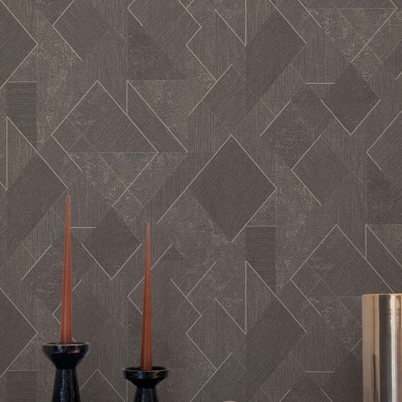 Omaru Morena Geometric Glitter Wallpaper - Black - Grandeco - A72003 - Premier Wallcovering