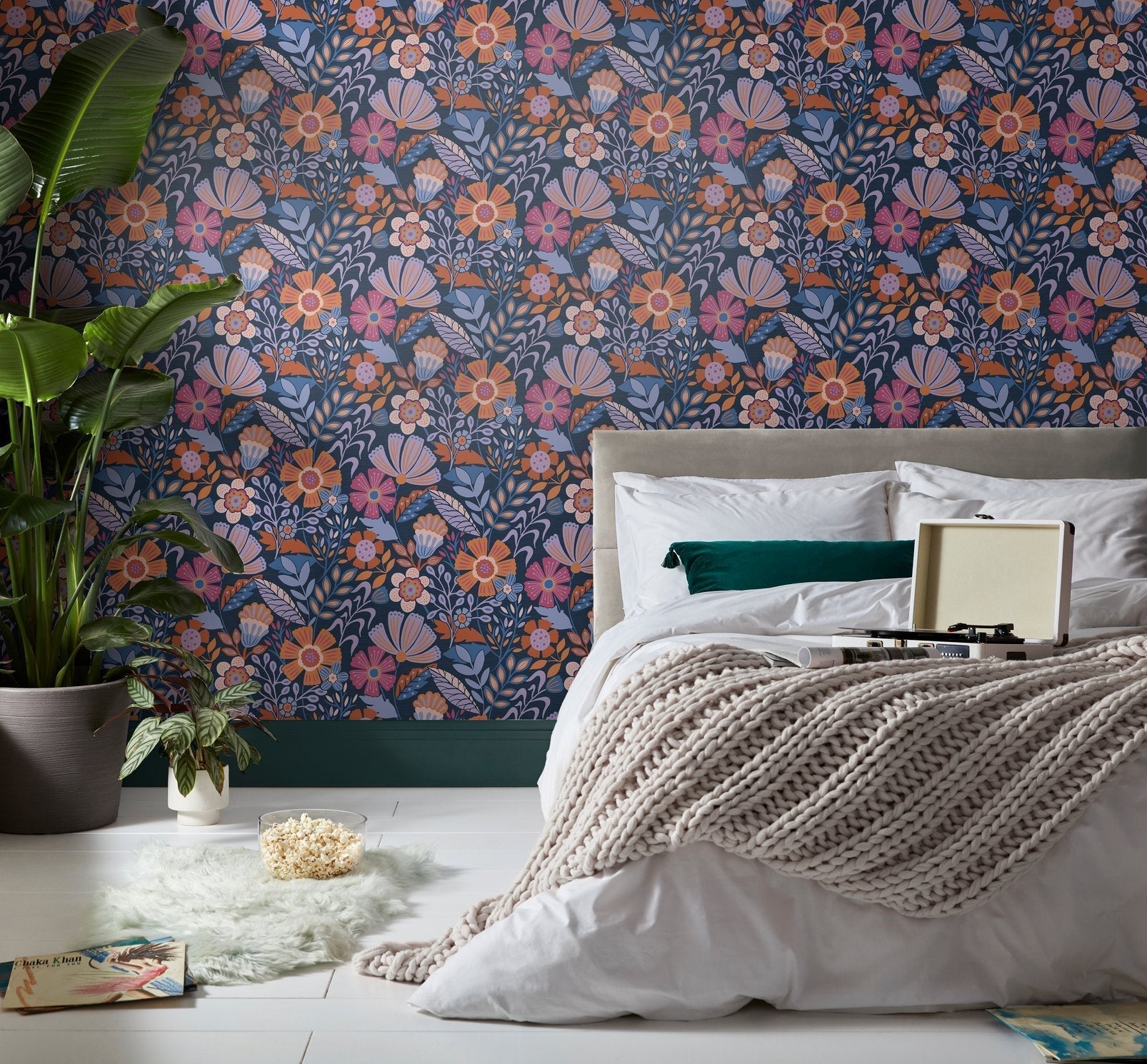 Oopsy Daisy Wallpaper - Blue Lilac Tangerine - Envy - 122373 - Premier Wallcovering